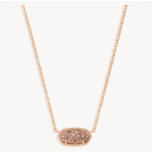 NEW Kendra Scott Elisa Rose Gold Pendant Necklace Rose Gold Drusy 20 - Picture 3 of 7